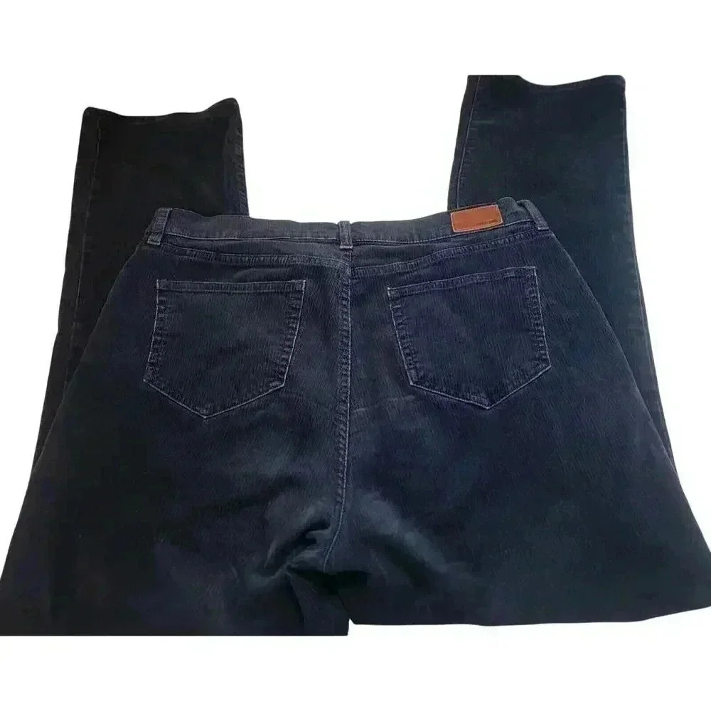 Lands End Corduroy Pants Womems 16 Navy Blue Mid Rise Straight 35 x 31 Classic - Picture 2 of 16